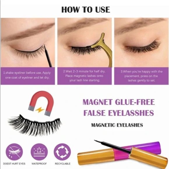 3D Magnetic Eyelash Kit with Lashes- No Glue Needed - Picture 4 of 6